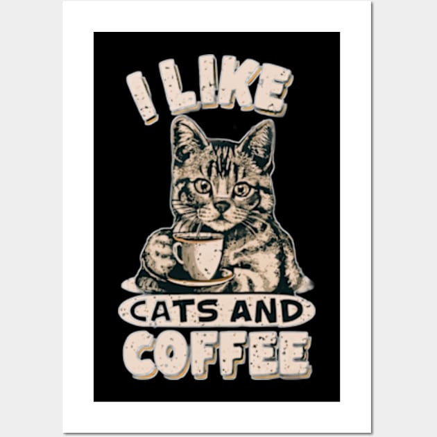 I like cats and coffee Wall Art by TshirtMA